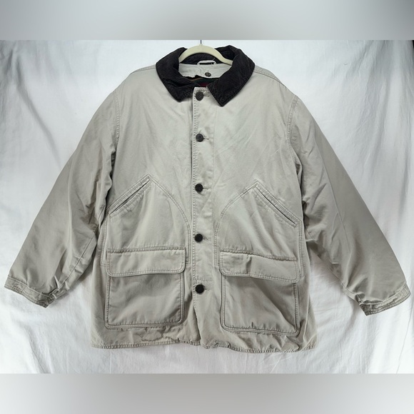 Woolrich Barn Chore Jacket Coat Removable Fleece Lined Tan Khaki Mens XL Spot - Picture 2 of 12